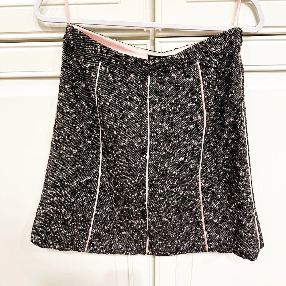 Luciano Barbera Women’s Tweed Brown‎ Pink Preppy Alpaca Wool Skirt